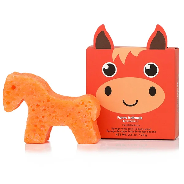 Éponge de Bain Infusée Animaux de la ferme Cheval Henry Spongellé 70g