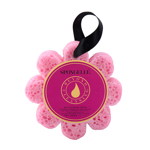 Éponge de Bain Exfoliante Infusée Rose Bulgare Spongellé 85g