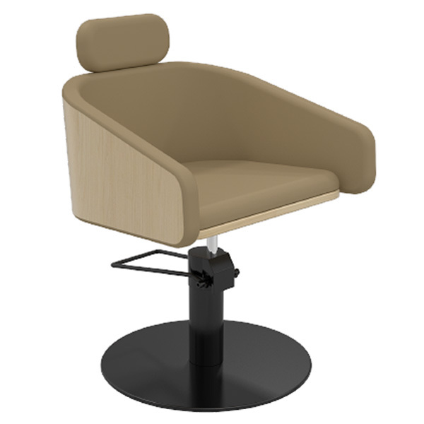 Fauteuil Hydra Beige Base Ronde Noire avec Pompe Hydraulique