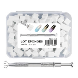 Lot de 100 Eponges à Nail Art Avec Pince