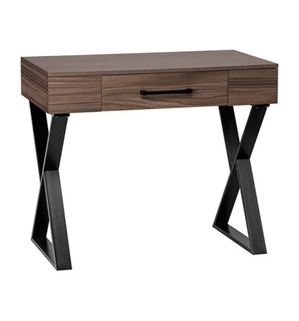 CONSOLE SPACE TIROIR CENTRAL BOIS NATUREL FONCE PIED NOIR METAL