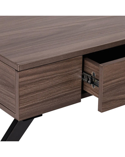 CONSOLE SPACE TIROIR CENTRAL BOIS NATUREL FONCE PIED NOIR METAL