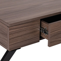 CONSOLE SPACE TIROIR CENTRAL BOIS NATUREL FONCE PIED NOIR METAL