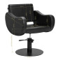 FAUTEUIL ROMA SKAI NOIR BASE RONDE NOIRE