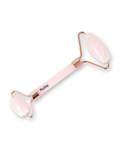 Rouleau Palpeur Visage en Quartz Rose Polliè