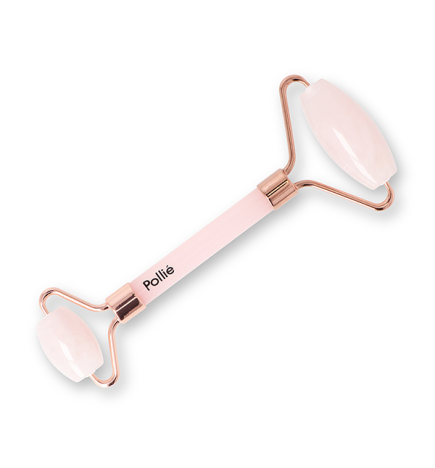 Rouleau Palpeur Visage en Quartz Rose Polliè