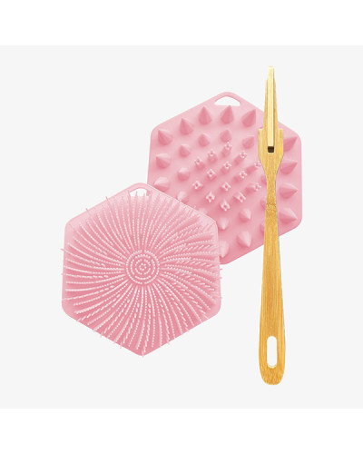Pad en silicone 3 en 1 Lavage Avec Manche en Bois Amovible GLOV
