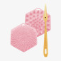 Pad en silicone 3 en 1 Lavage Avec Manche en Bois Amovible GLOV
