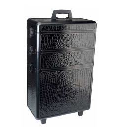 Mallette Modulair Croco Noir 3 Niveaux