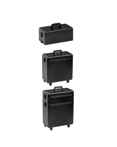Mallette Modulair Croco Noir 3 Niveaux