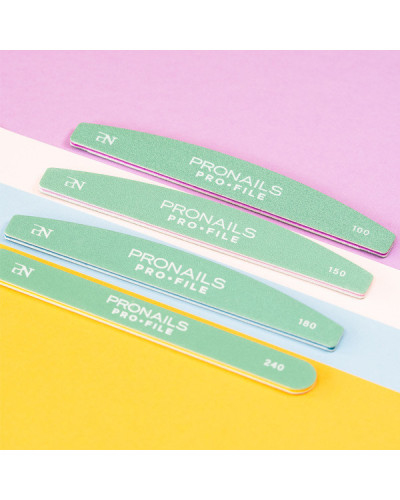 Lime à Ongles Demi-Lune Pro File Halfmoon Grain 100/100 Pronails 6pcs