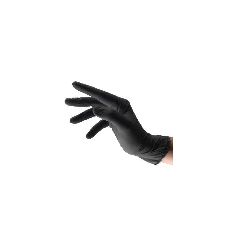 100 Gants Nitrile Noir 8/9 Large