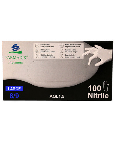 100 Gants Nitrile Noir 8/9 Large