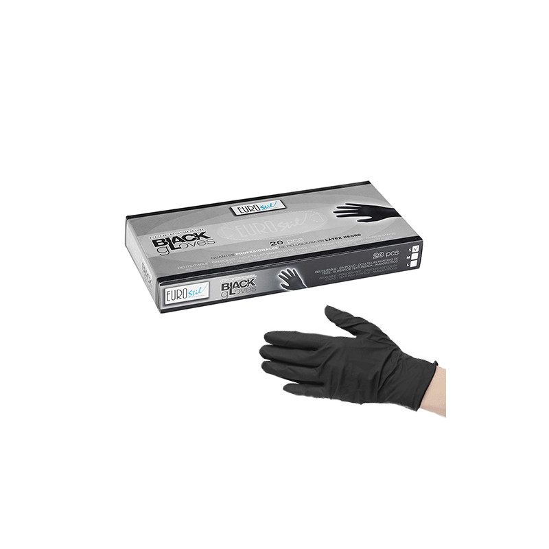 Gants black satin Taille L - 7 1/2