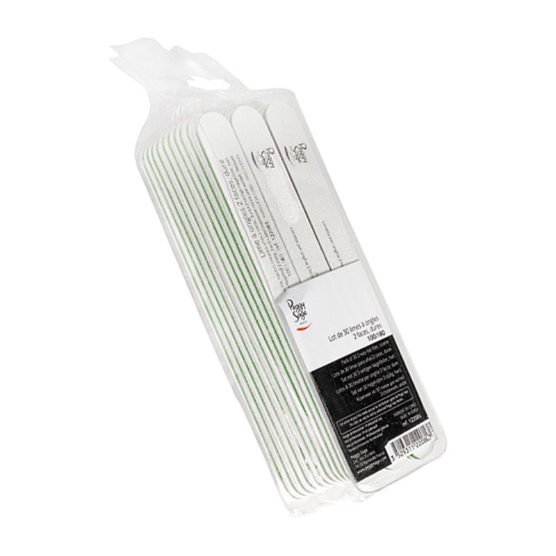 30 Limes à Ongles 2 Faces 100/180 Blanches Peggy Sage 30 Limes à Ongles 2 Faces 100/180 Blanches Peggy Sage
