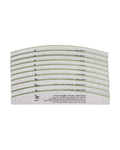 Limes à Ongles 2 faces demi Lune 100/180 Zebra Dur Peggy Sage x 10