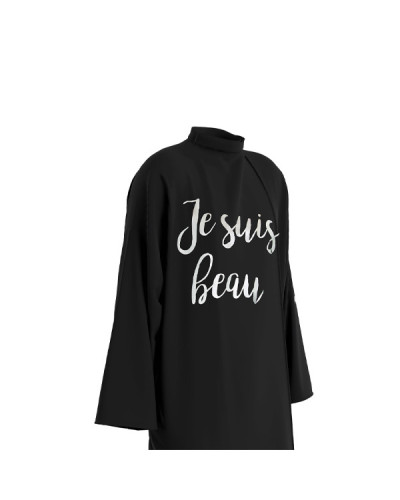 Peignoir Zip Noir "Je Suis Beau"