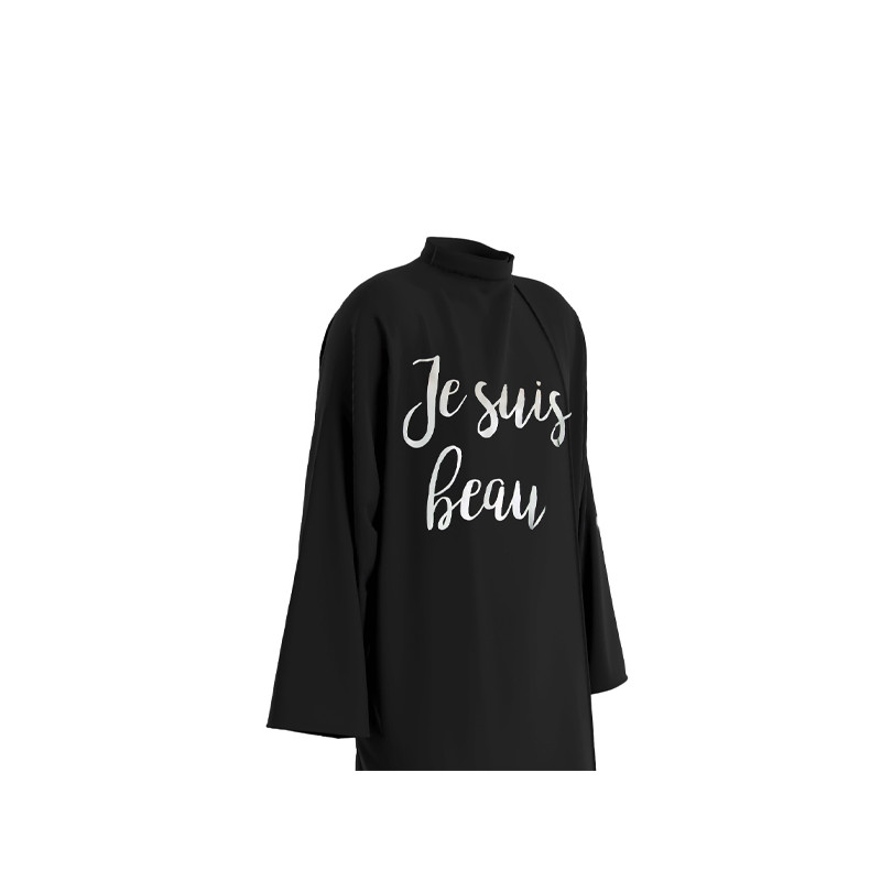Peignoir Zip Noir "Je Suis Beau"