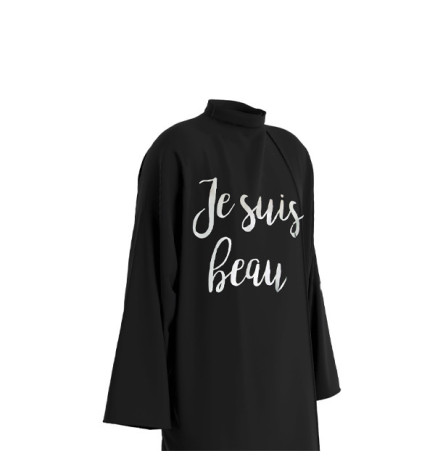 Peignoir Zip Noir "Je Suis Beau"