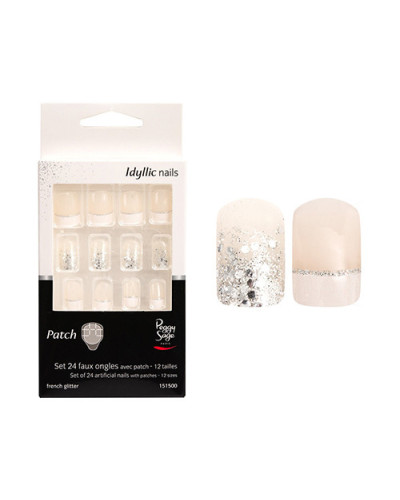 Faux Ongles avec Patch Glitter French Peggy Sage x 24
