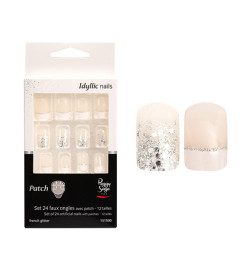 Faux Ongles avec Patch Glitter French Peggy Sage x 24