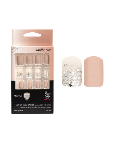 Faux Ongles avec Patch Nude Sparkle Peggy Sage x 24