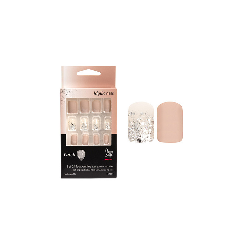 Faux Ongles avec Patch Nude Sparkle Peggy Sage x 24
