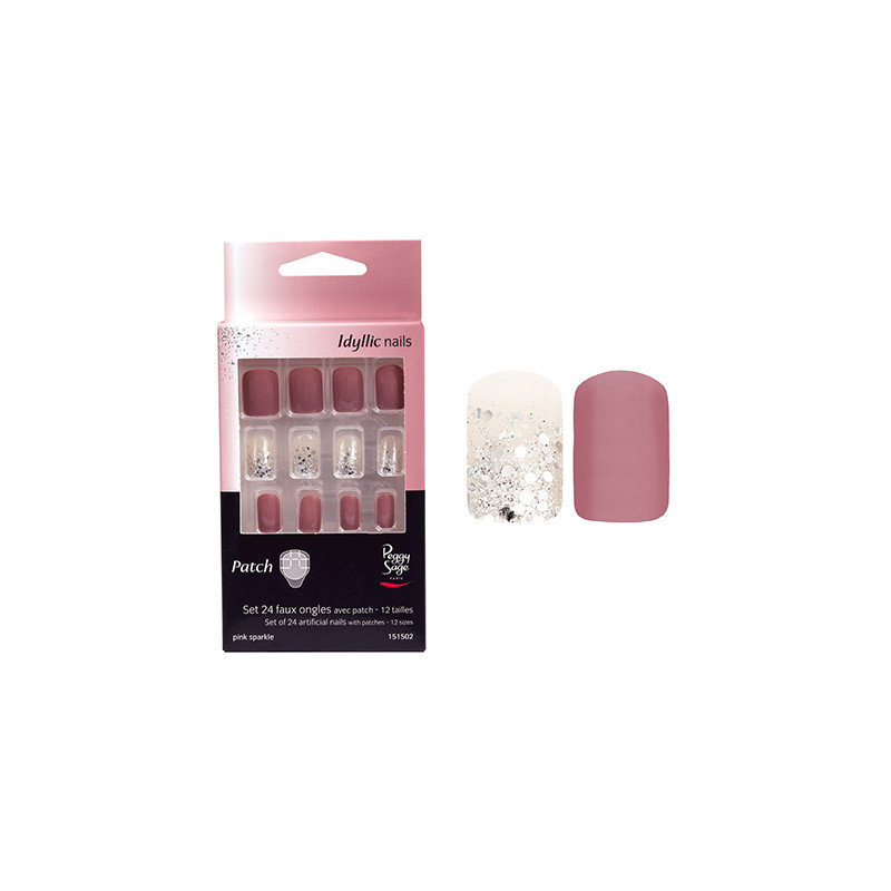 Faux Ongles avec Patch Pink Sparkle Peggy Sage x 24