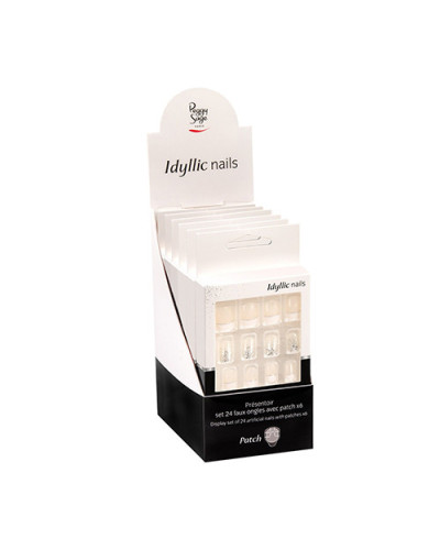 Présentoir Set de 24 Faux Ongles avec PatchFrench Glitter Peggy Sage x 6