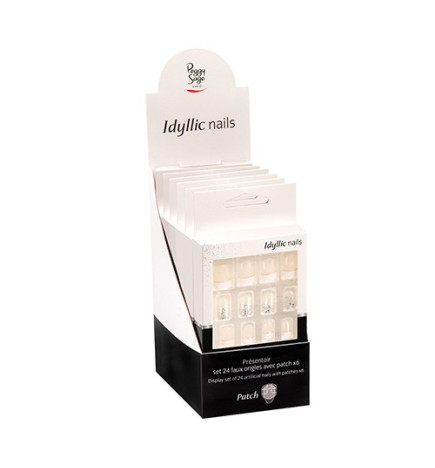 Présentoir Set de 24 Faux Ongles avec PatchFrench Glitter Peggy Sage x 6