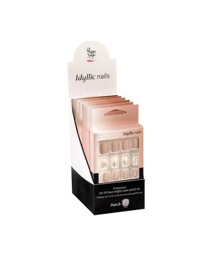 Présentoir Set de 24 Faux Ongles avec Patch Nude Sparkle Peggy Sage x 6