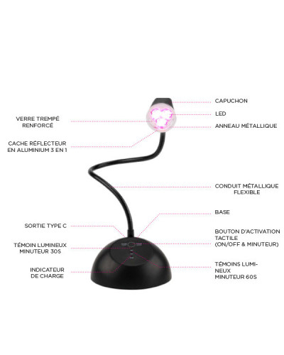 Lampe Nail Art Led Popit Noire à Laser Orientable