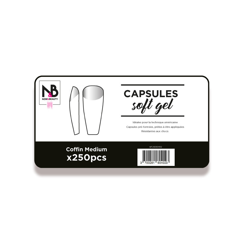 Capsules Soft Gel Coffin Medium x250 New & Beauty Capsules Soft Gel Coffin Medium x250 New & Beauty