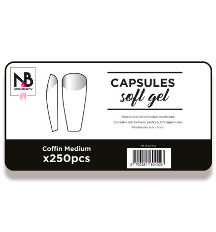 Capsules Soft Gel Coffin Medium x250 New & Beauty