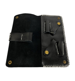Trousse en  Cuir Véritable Pour 2 Paires de Ciseaux - Petit Modèle (de 4,5" à 7")