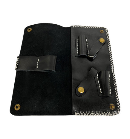 Trousse en  Cuir Véritable Pour 2 Paires de Ciseaux - Petit Modèle (de 4,5" à 7")