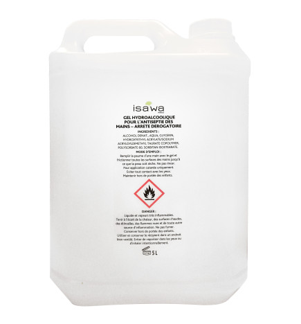 Gel hydroalcoolique Pour Antiseptie des Mains 5L