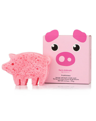 Éponge de Bain Infusée Animaux de la ferme - Cochon Peggy Spongellé 70g