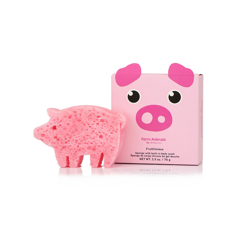 Éponge de Bain Infusée Animaux de la ferme - Cochon Peggy Spongellé 70g