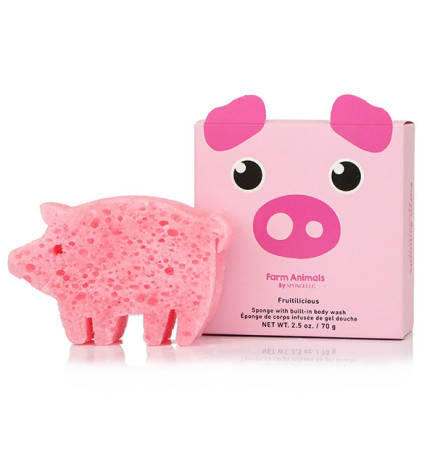 Éponge de Bain Infusée Animaux de la ferme - Cochon Peggy Spongellé 70g