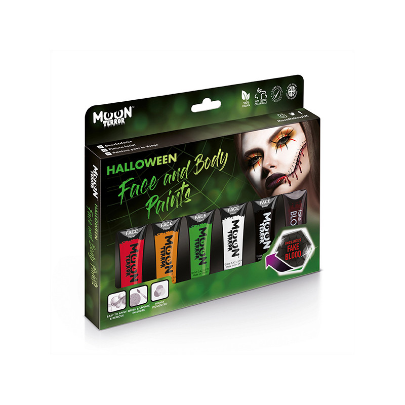 Coffret Peintures Corps Halloween Moon Creations 6x12ml Coffret Peintures Corps Halloween Moon Creations 6x12ml