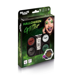 Coffret 4 Pots de Paillettes Halloween avec Colle Moon Creations