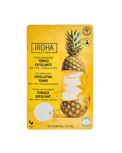 Disque Coton Pré-Imrégrés Tonique Exfoliant Iroha Nature 10x25ml