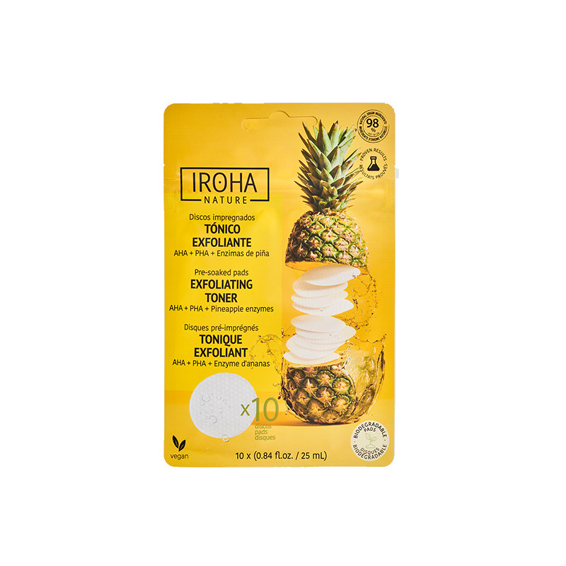 Disque Coton Pré-Imrégrés Tonique Exfoliant Iroha Nature 10x25ml