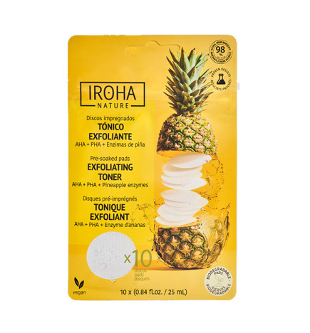 Disque Coton Pré-Imrégrés Tonique Exfoliant Iroha Nature 10x25ml