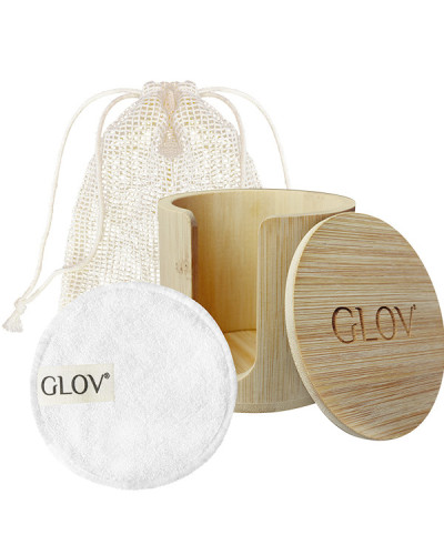 Kit Organiseur en Bambou + 7 Disques en Fibre de Bambou + Filet Glov