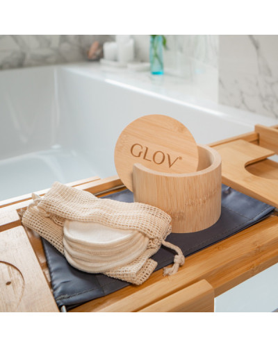Kit Organiseur en Bambou + 7 Disques en Fibre de Bambou + Filet Glov