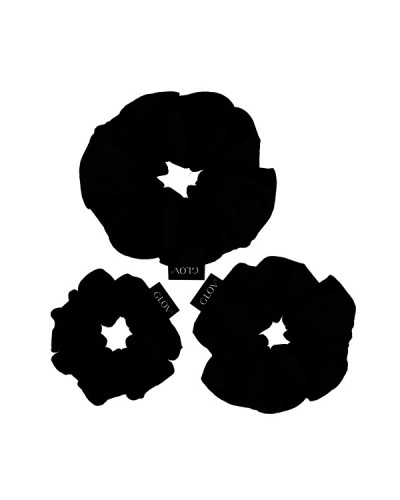 Lot de 3 Chouchous en Satin Noir S,M,L