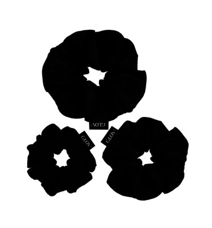 Lot de 3 Chouchous en Satin Noir S,M,L