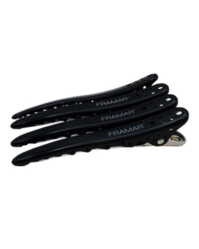Pince à Cheveux Noir Grand Model Clips x4 Framar